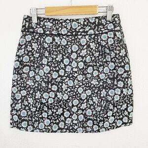 Ann Taylor Loft Floral brocade mini skirt Black and Blue Women's size 00P